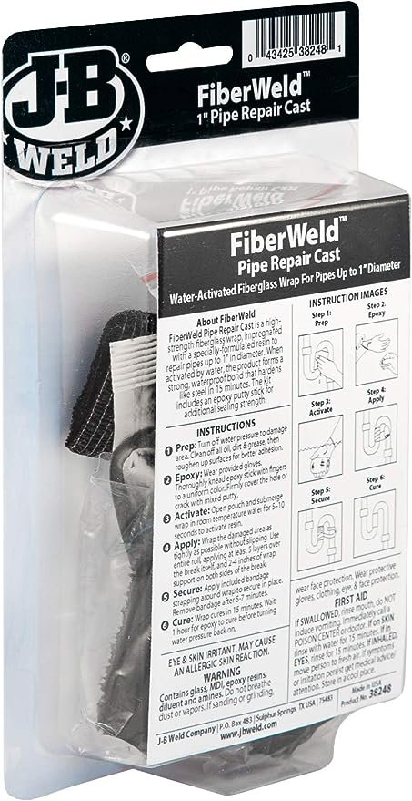 J-B WELD 38248 opravná fiber páska Pipe Repair Cast pro portubí do pr. 25mm ( š5,1xd122cm ) - Obrázek 3