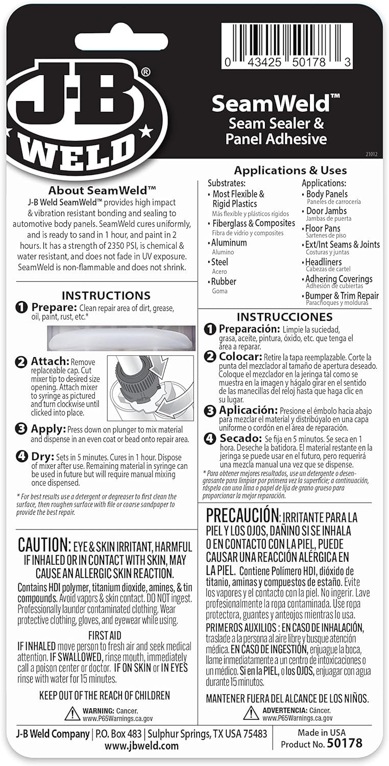J-B WELD 50178 odolné spárové epoxidové lepidlo SeamWeld ( 25ml ) + směšovač - Obrázek 2